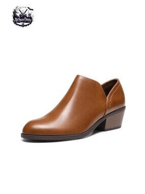 Women's Chunky Heel Ankle Boots Faux Leather Side Zip Dress Booties